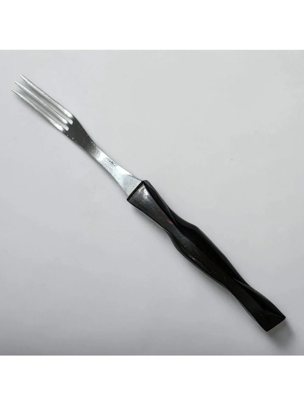 Vintage Cutco 1726 Meat Fork Brown Swirl Handle Turning Carving Utensil USA 11